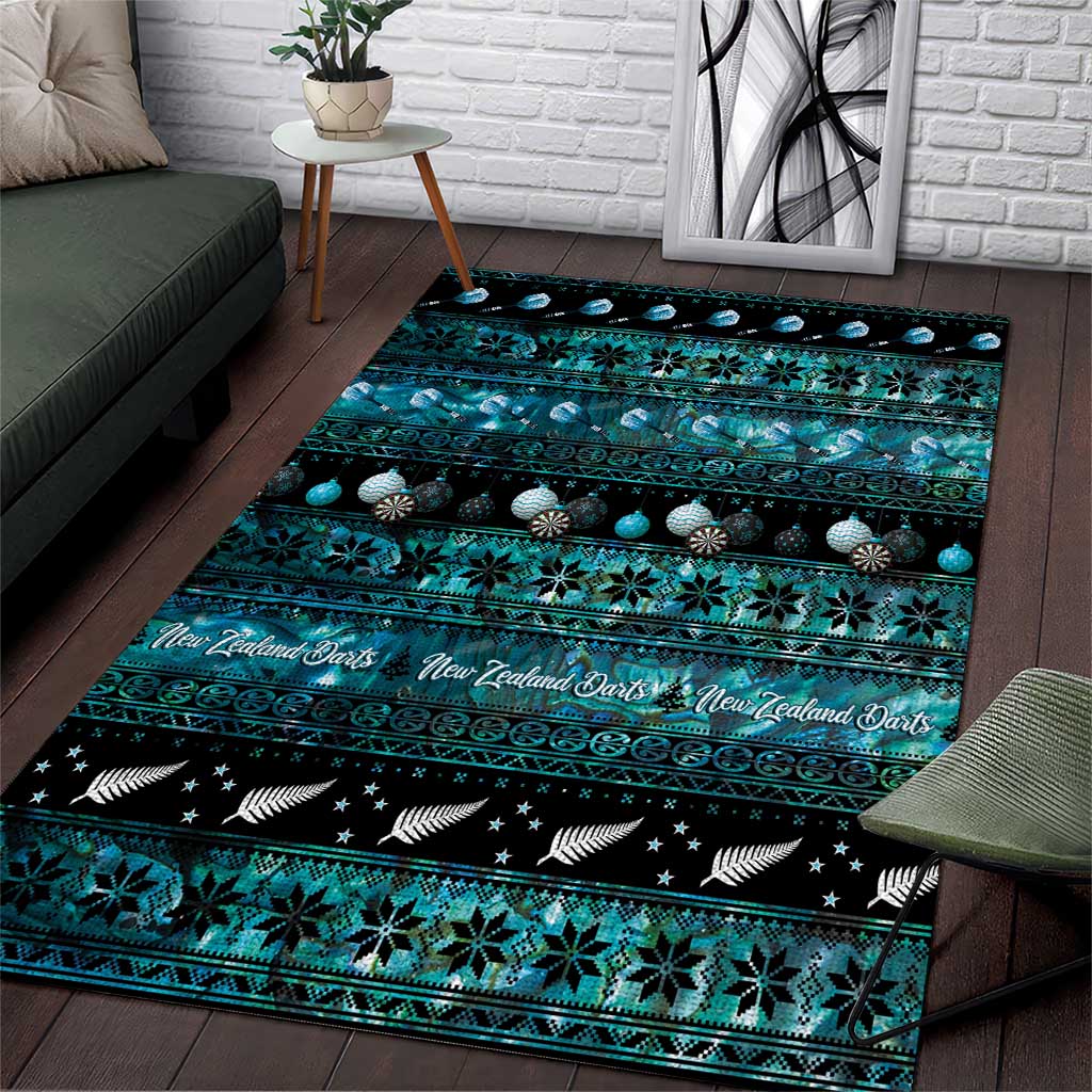 New Zealand Darts Christmas Area Rug Merry Xmas Aotearoa Maori Paua Shell - Polynesian Pride