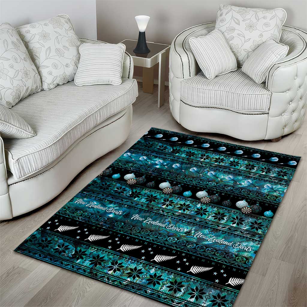 New Zealand Darts Christmas Area Rug Merry Xmas Aotearoa Maori Paua Shell - Polynesian Pride