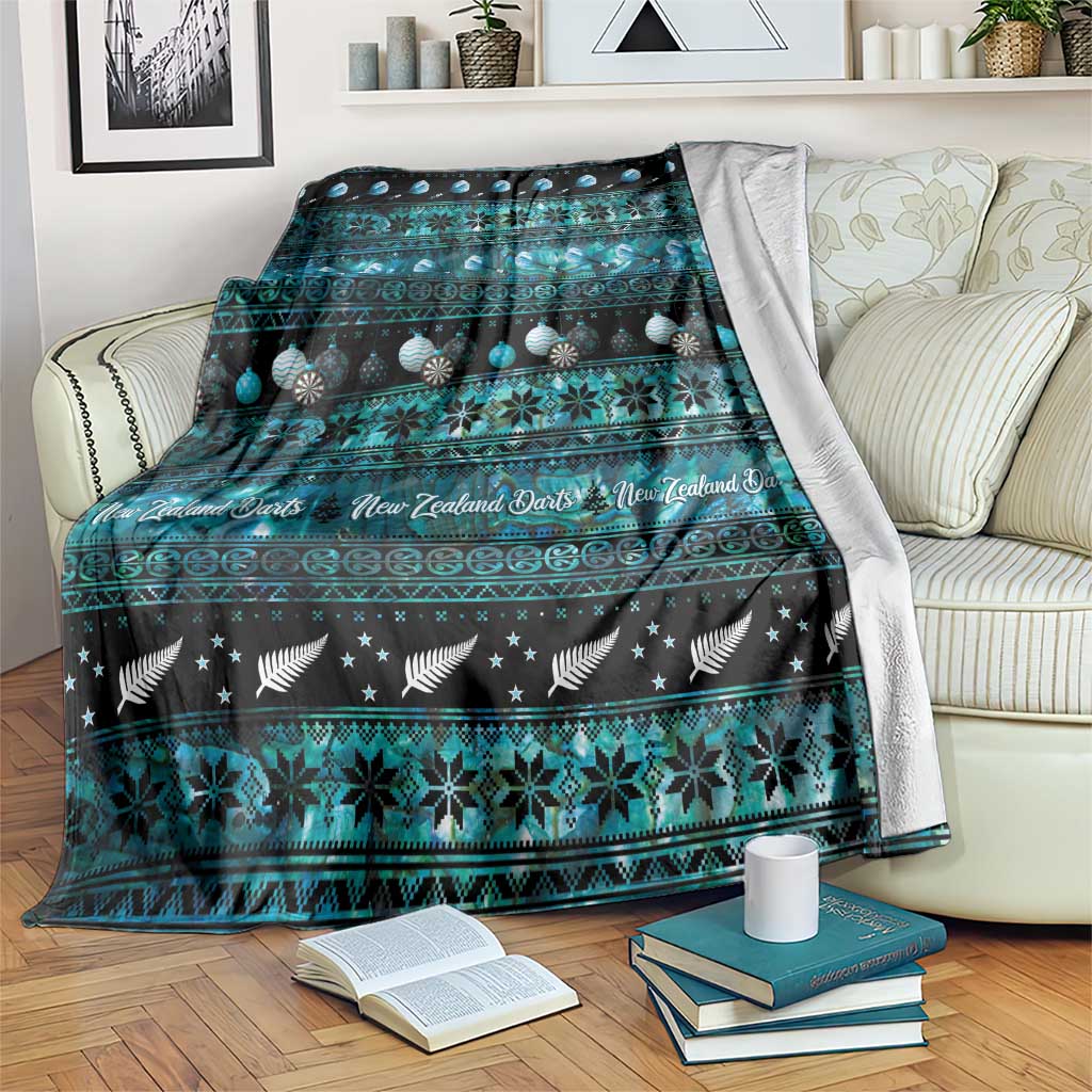New Zealand Darts Christmas Blanket Merry Xmas Aotearoa Maori Paua Shell - Polynesian Pride