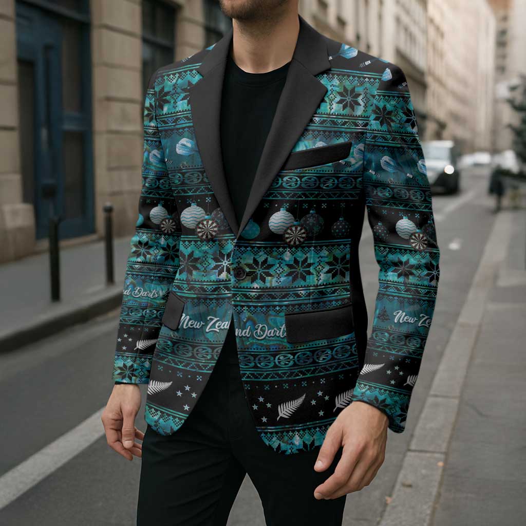 New Zealand Darts Christmas Blazer Merry Xmas Aotearoa Maori Paua Shell - Polynesian Pride