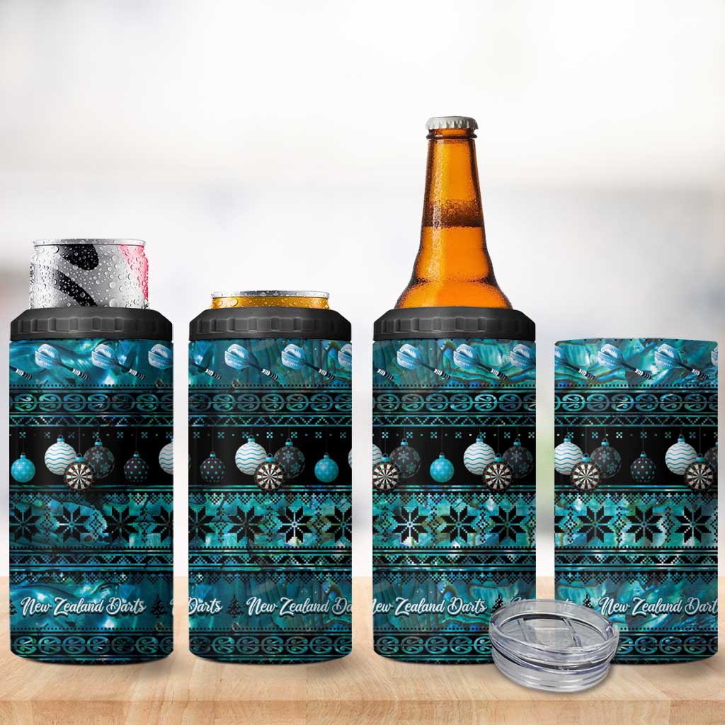 New Zealand Darts Christmas 4 in 1 Can Cooler Tumbler Merry Xmas Aotearoa Maori Paua Shell - Polynesian Pride
