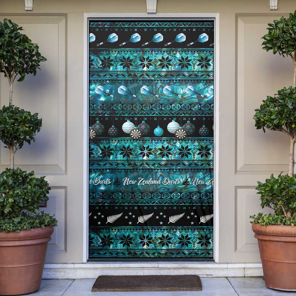 New Zealand Darts Christmas Door Cover Merry Xmas Aotearoa Maori Paua Shell - Polynesian Pride