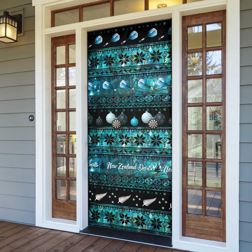 New Zealand Darts Christmas Door Cover Merry Xmas Aotearoa Maori Paua Shell - Polynesian Pride