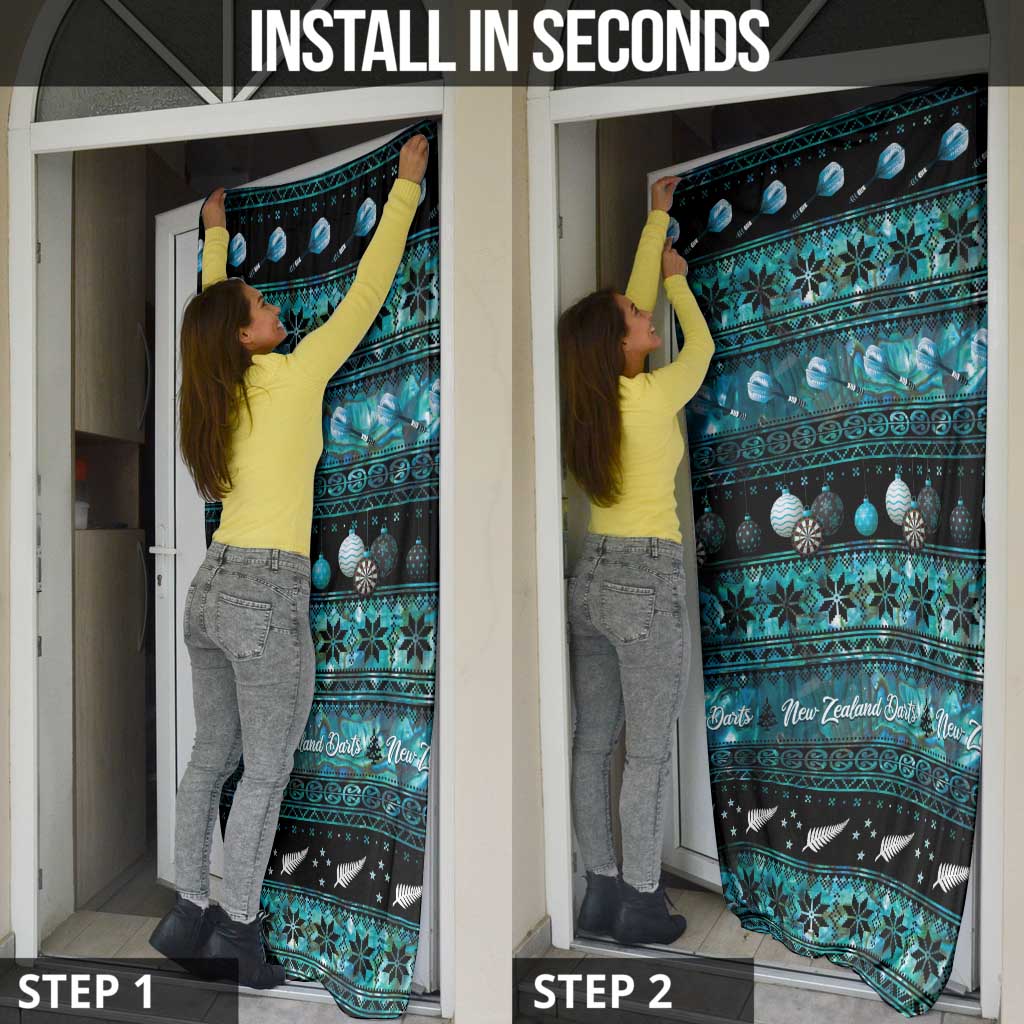 New Zealand Darts Christmas Door Cover Merry Xmas Aotearoa Maori Paua Shell - Polynesian Pride