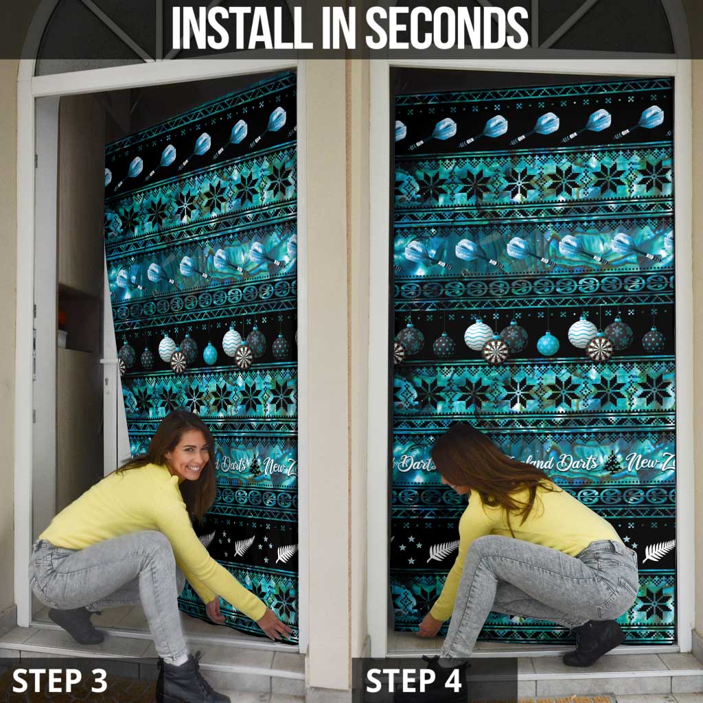 New Zealand Darts Christmas Door Cover Merry Xmas Aotearoa Maori Paua Shell - Polynesian Pride