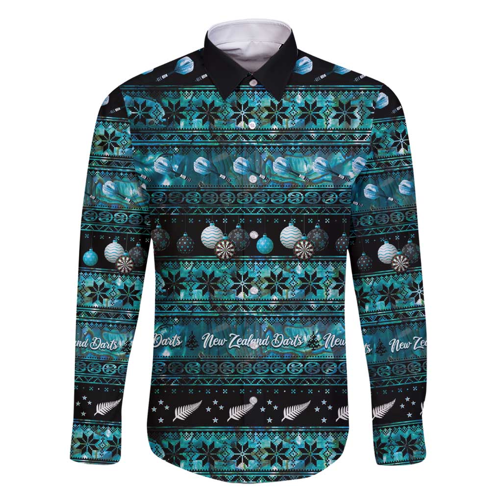 New Zealand Darts Christmas Family Matching Long Sleeve Bodycon Dress and Hawaiian Shirt Merry Xmas Aotearoa Maori Paua Shell - Polynesian Pride