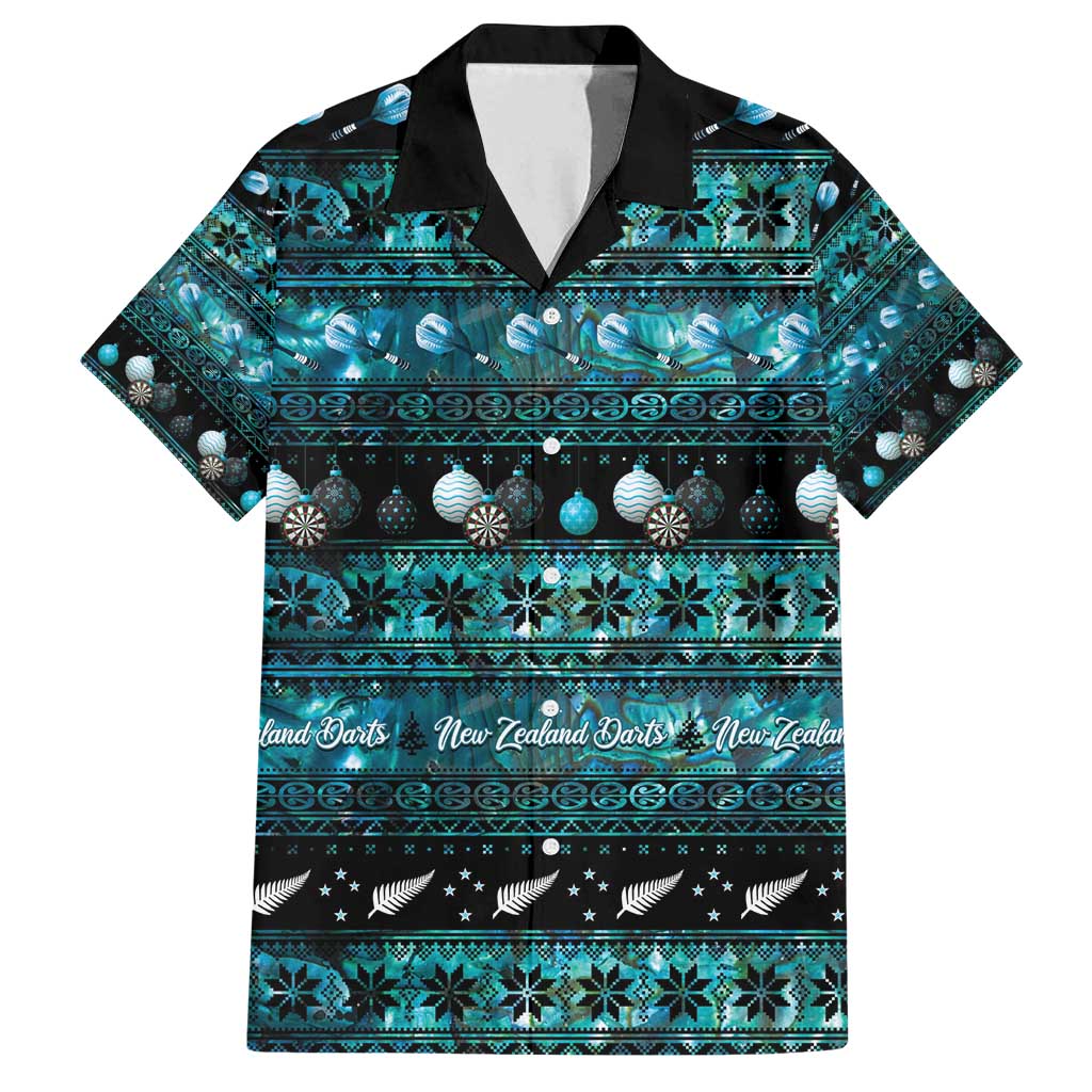 New Zealand Darts Christmas Family Matching Off Shoulder Maxi Dress and Hawaiian Shirt Merry Xmas Aotearoa Maori Paua Shell - Polynesian Pride