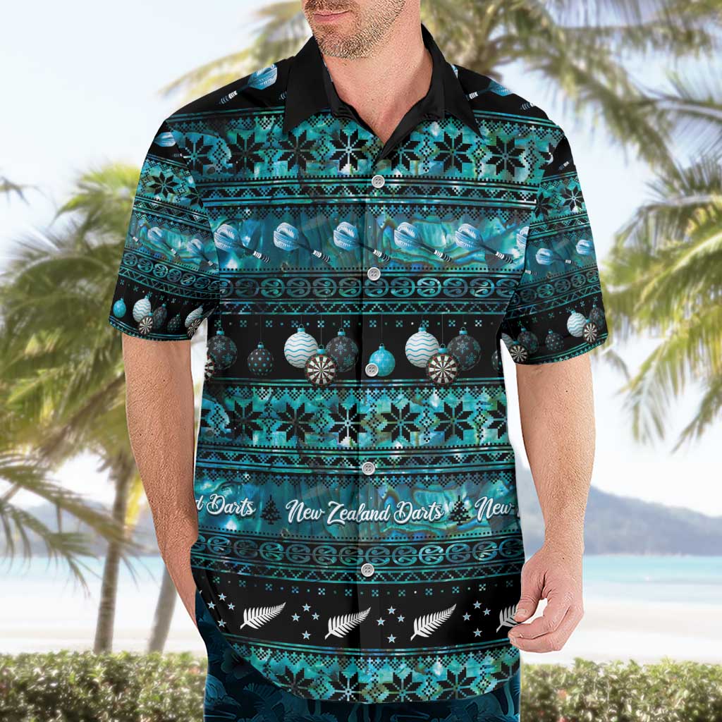 New Zealand Darts Christmas Hawaiian Shirt Merry Xmas Aotearoa Maori Paua Shell - Polynesian Pride