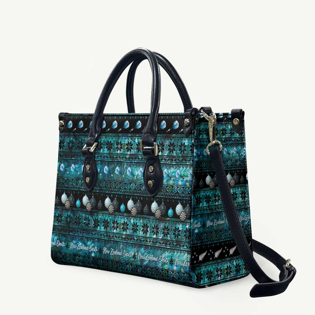 New Zealand Darts Christmas Leather Bag Merry Xmas Aotearoa Maori Paua Shell - Polynesian Pride