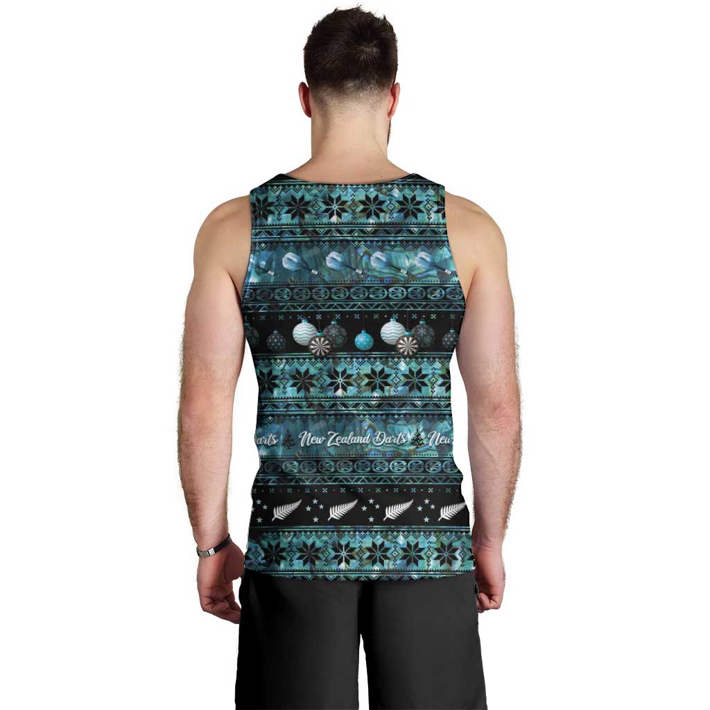 New Zealand Darts Christmas Men Tank Top Merry Xmas Aotearoa Maori Paua Shell - Polynesian Pride
