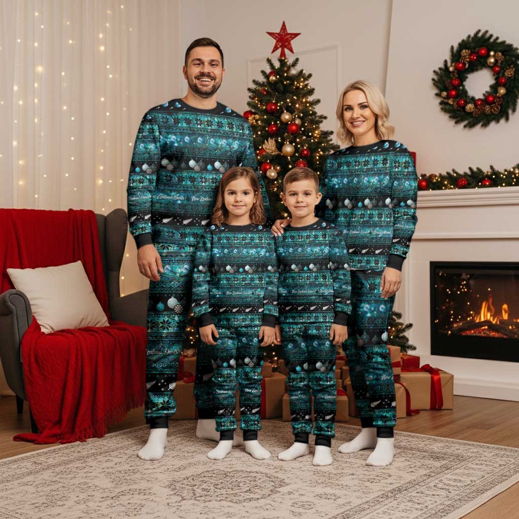 New Zealand Darts Christmas Pajama Set Merry Xmas Aotearoa Maori Paua Shell - Polynesian Pride