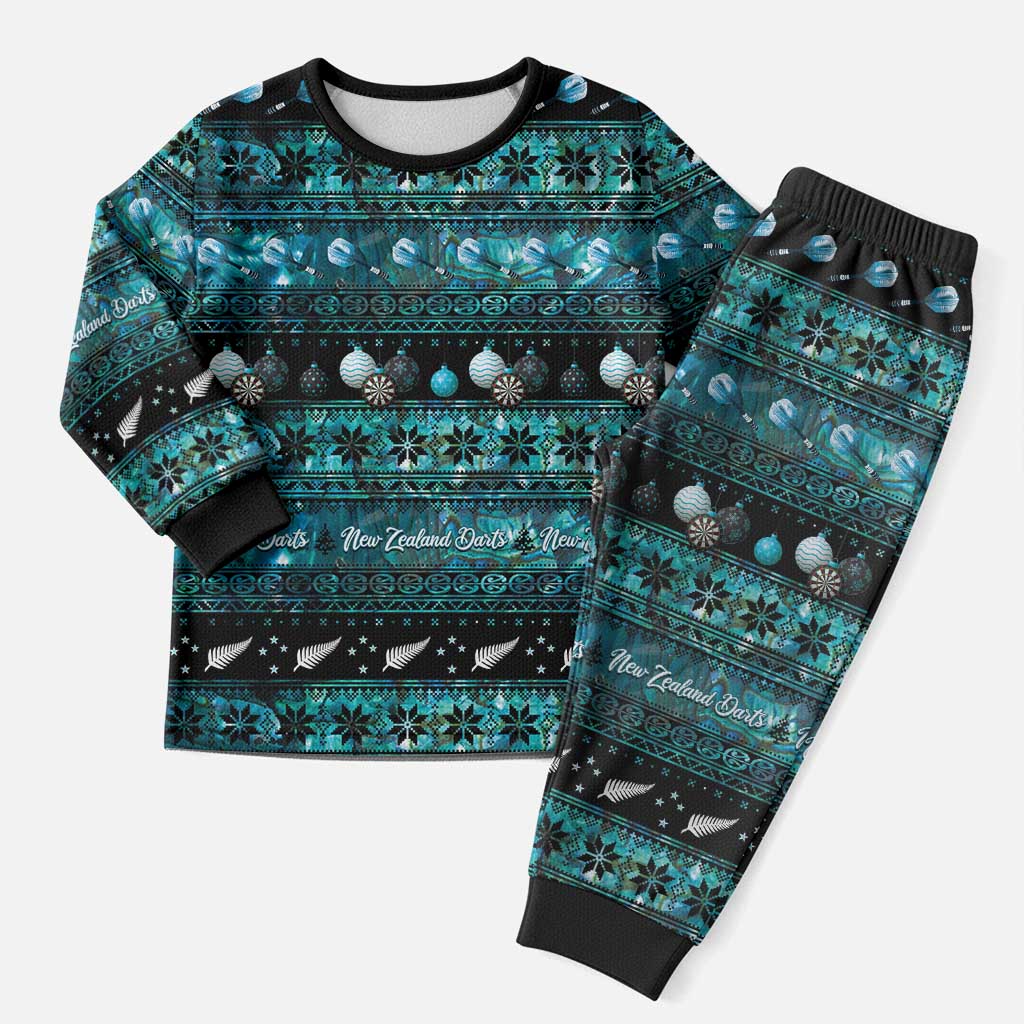 New Zealand Darts Christmas Pajama Set Merry Xmas Aotearoa Maori Paua Shell - Polynesian Pride