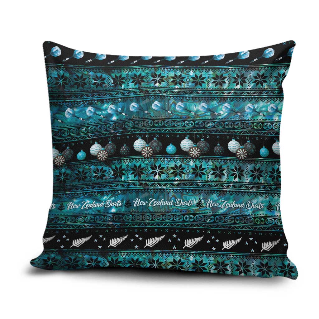 New Zealand Darts Christmas Pillow Cover Merry Xmas Aotearoa Maori Paua Shell - Polynesian Pride
