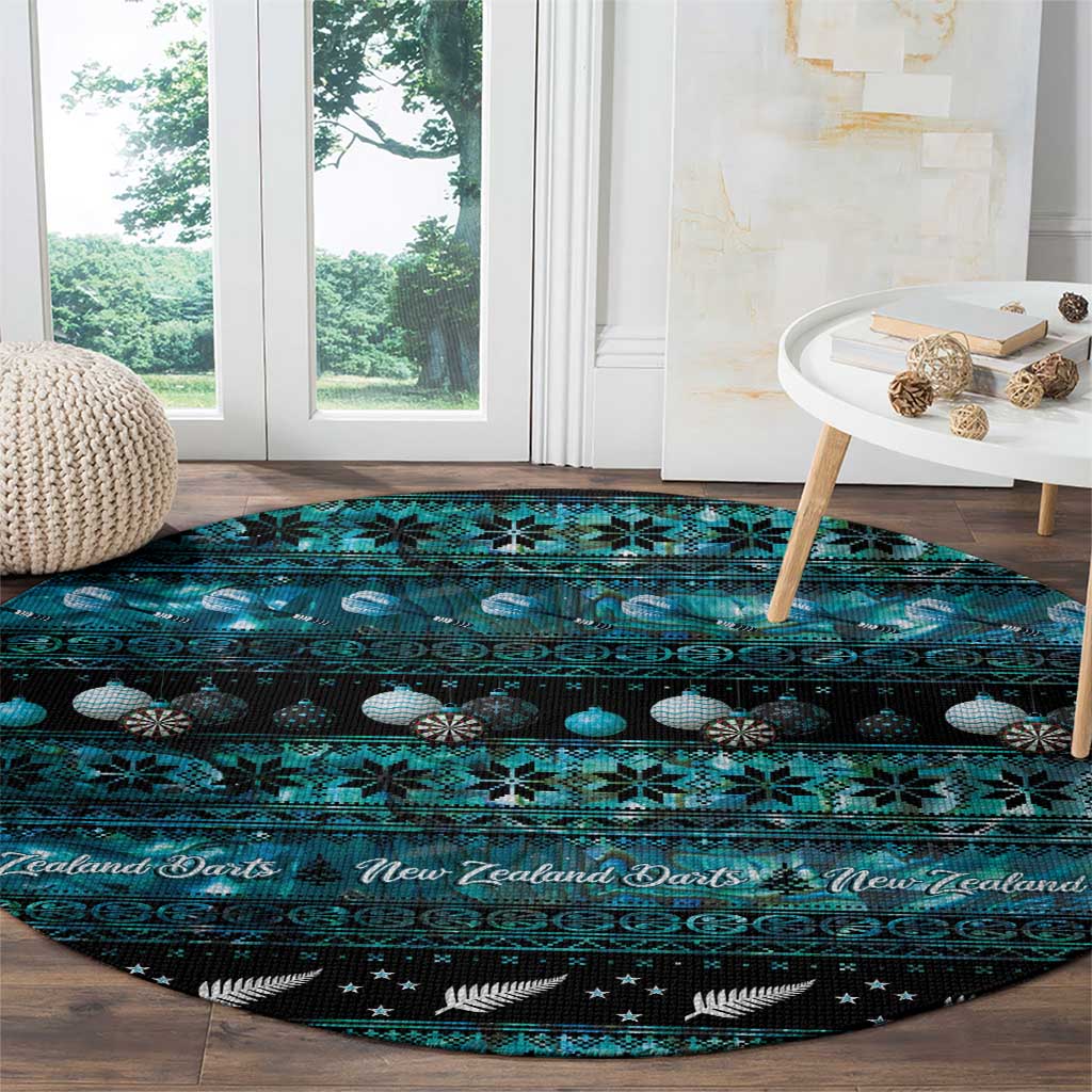 New Zealand Darts Christmas Round Carpet Merry Xmas Aotearoa Maori Paua Shell - Polynesian Pride