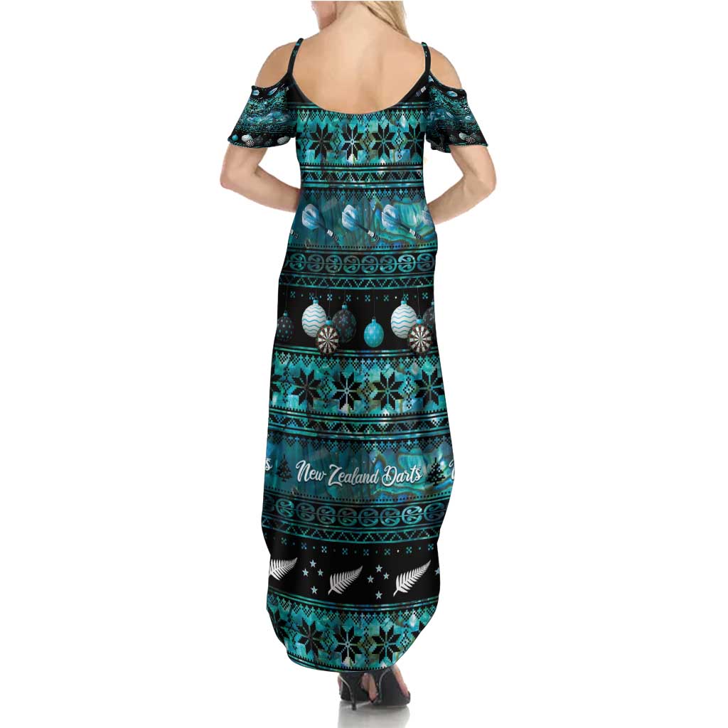 New Zealand Darts Christmas Summer Maxi Dress Merry Xmas Aotearoa Maori Paua Shell - Polynesian Pride