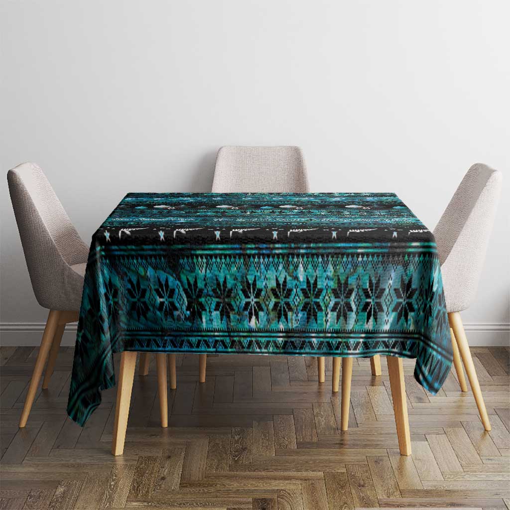 New Zealand Darts Christmas Tablecloth Merry Xmas Aotearoa Maori Paua Shell - Polynesian Pride