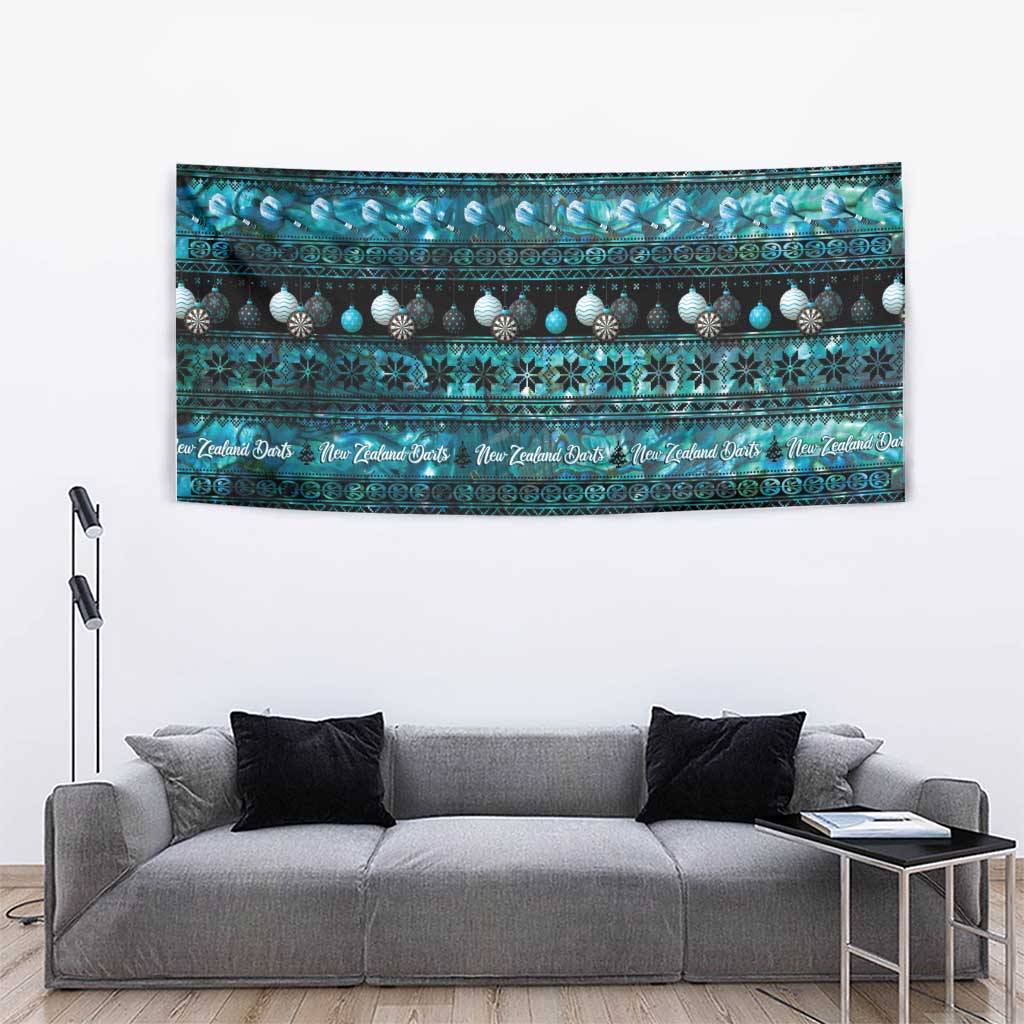 New Zealand Darts Christmas Tapestry Merry Xmas Aotearoa Maori Paua Shell - Polynesian Pride