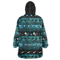 New Zealand Darts Christmas Wearable Blanket Hoodie Merry Xmas Aotearoa Maori Paua Shell - Polynesian Pride