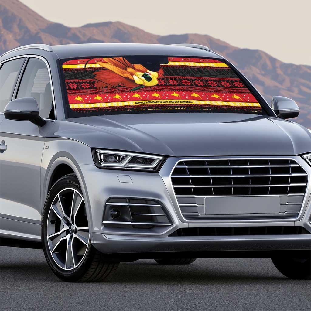 Papua New Guinea Christmas Auto Sun Shade Bikpela hamamas blong dispela Krismas - Polynesian Pride