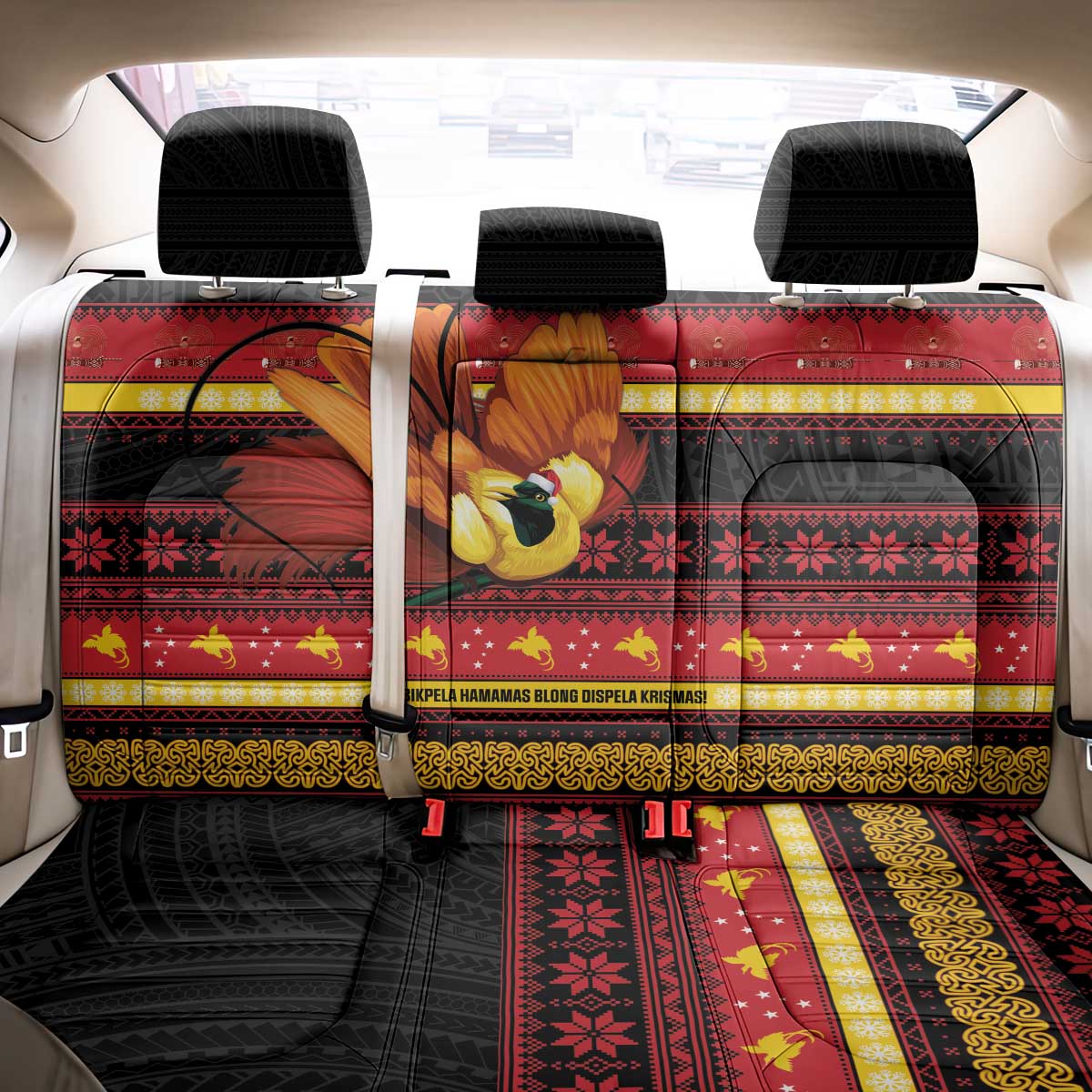 Papua New Guinea Christmas Back Car Seat Cover Bikpela hamamas blong dispela Krismas - Polynesian Pride