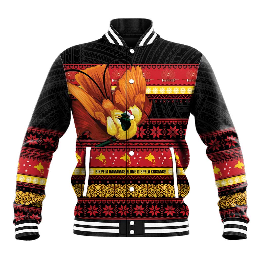 Papua New Guinea Christmas Baseball Jacket Bikpela hamamas blong dispela Krismas - Polynesian Pride