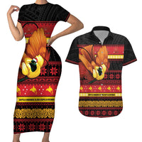 Papua New Guinea Christmas Couples Matching Short Sleeve Bodycon Dress and Hawaiian Shirt Bikpela hamamas blong dispela Krismas - Polynesian Pride