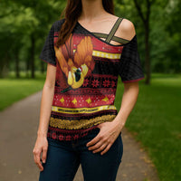 Papua New Guinea Christmas Cross Shoulder Shirt Bikpela hamamas blong dispela Krismas - Polynesian Pride