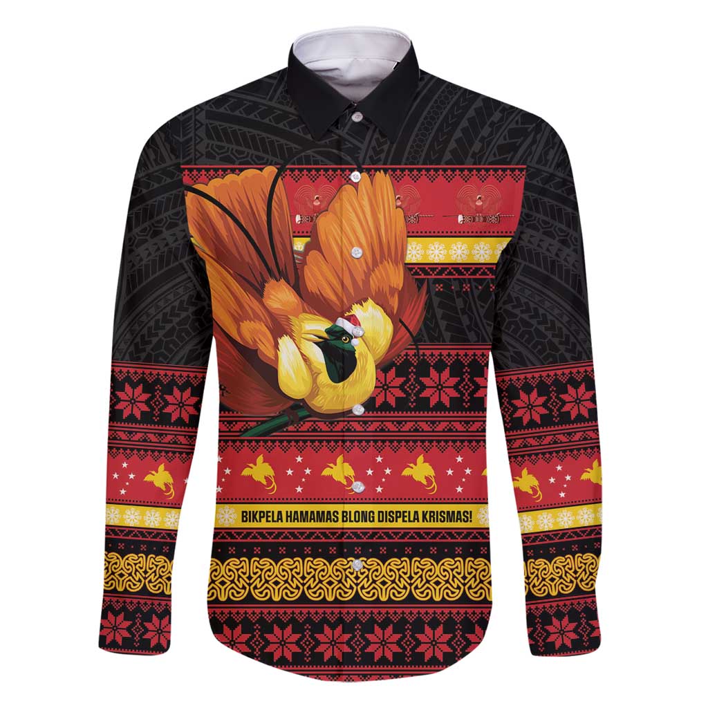 Papua New Guinea Christmas Family Matching Long Sleeve Bodycon Dress and Hawaiian Shirt Bikpela hamamas blong dispela Krismas - Polynesian Pride