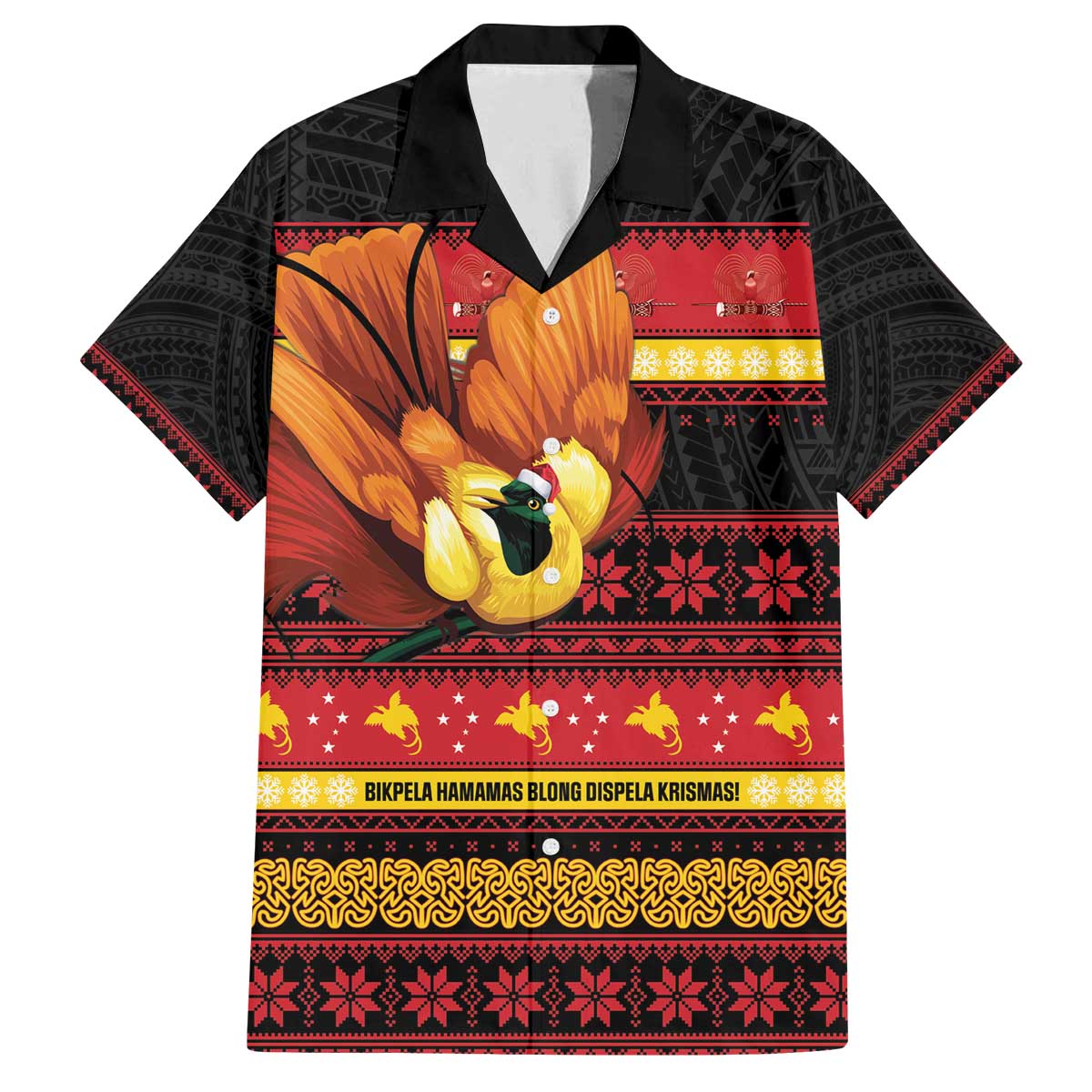Papua New Guinea Christmas Family Matching Off The Shoulder Long Sleeve Dress and Hawaiian Shirt Bikpela hamamas blong dispela Krismas - Polynesian Pride