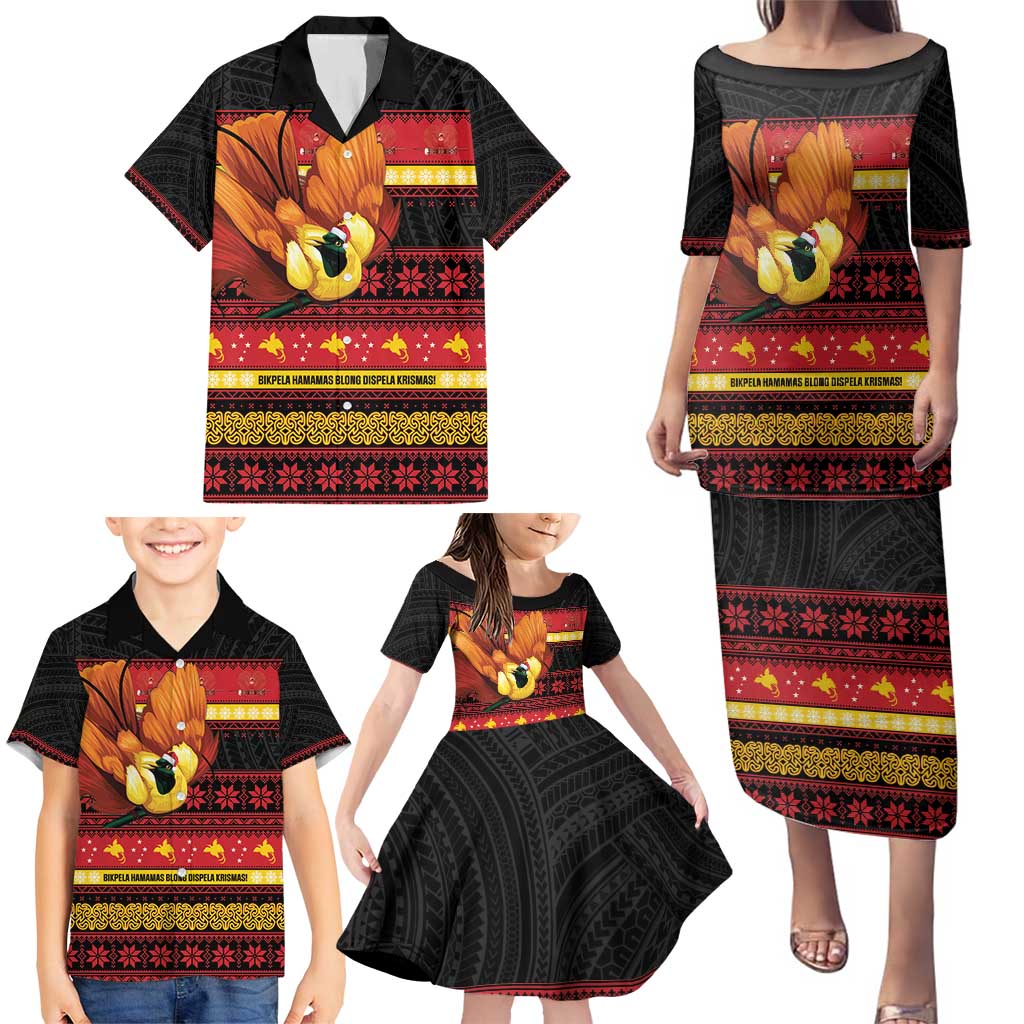 Papua New Guinea Christmas Family Matching Puletasi and Hawaiian Shirt Bikpela hamamas blong dispela Krismas - Polynesian Pride