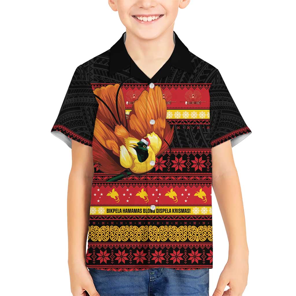 Papua New Guinea Christmas Kid Hawaiian Shirt Bikpela hamamas blong dispela Krismas - Polynesian Pride