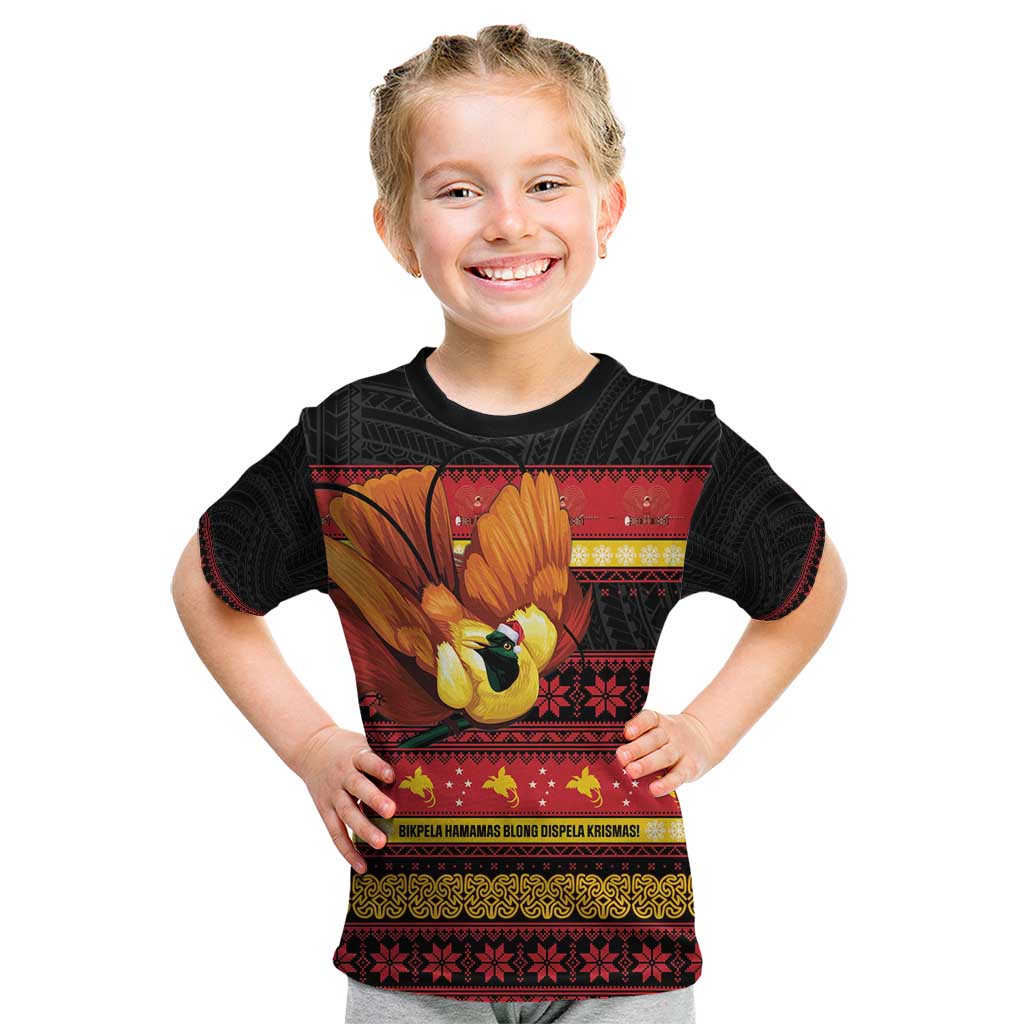 Papua New Guinea Christmas Kid T Shirt Bikpela hamamas blong dispela Krismas - Polynesian Pride