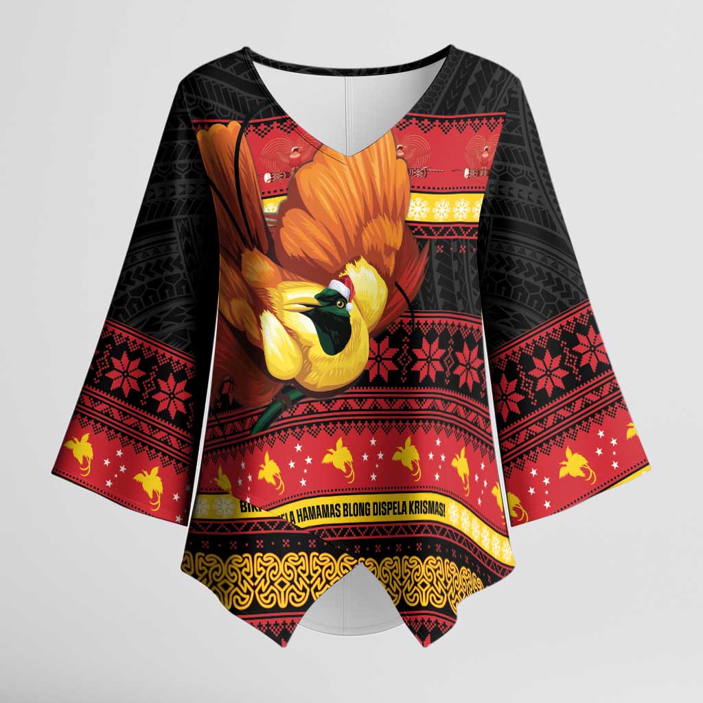 Papua New Guinea Christmas Kimono Sleeve Blouse Bikpela hamamas blong dispela Krismas - Polynesian Pride