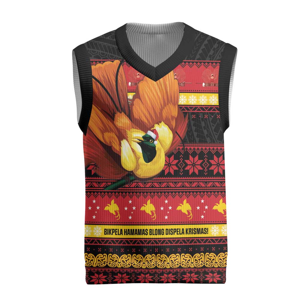 Papua New Guinea Christmas Knitted V-Neck Vest Bikpela hamamas blong dispela Krismas - Polynesian Pride