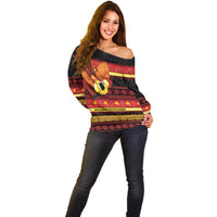 Papua New Guinea Christmas Off Shoulder Sweater Bikpela hamamas blong dispela Krismas - Polynesian Pride
