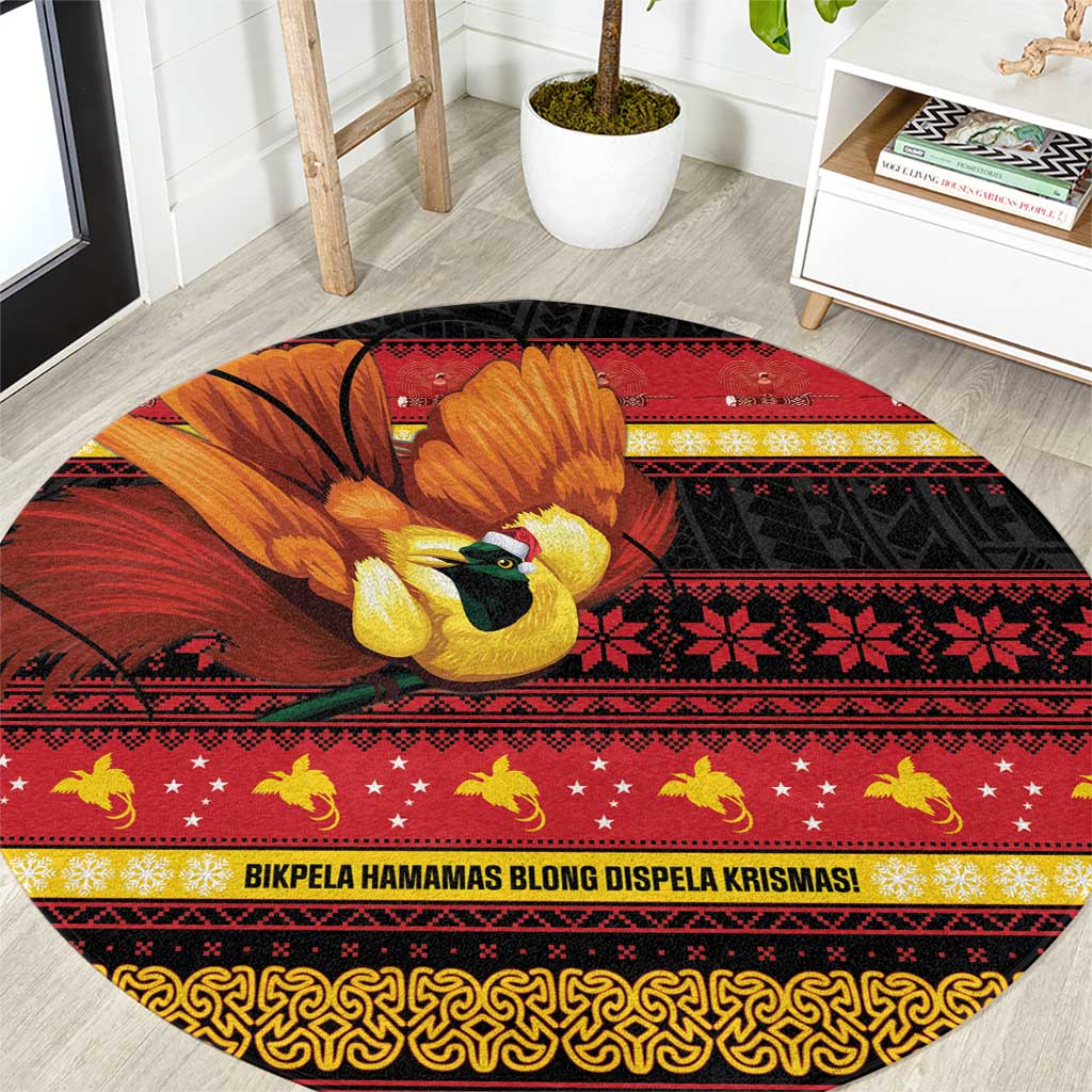 Papua New Guinea Christmas Round Carpet Bikpela hamamas blong dispela Krismas - Polynesian Pride