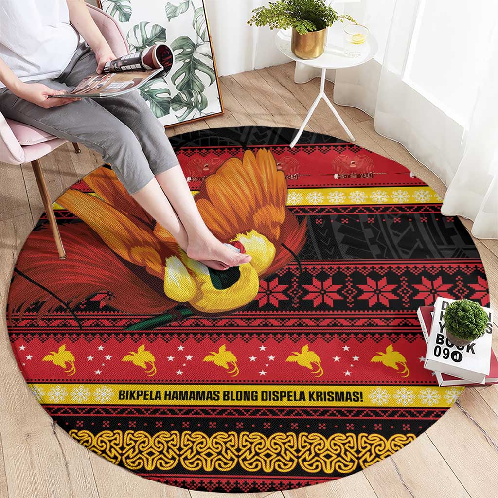 Papua New Guinea Christmas Round Carpet Bikpela hamamas blong dispela Krismas - Polynesian Pride