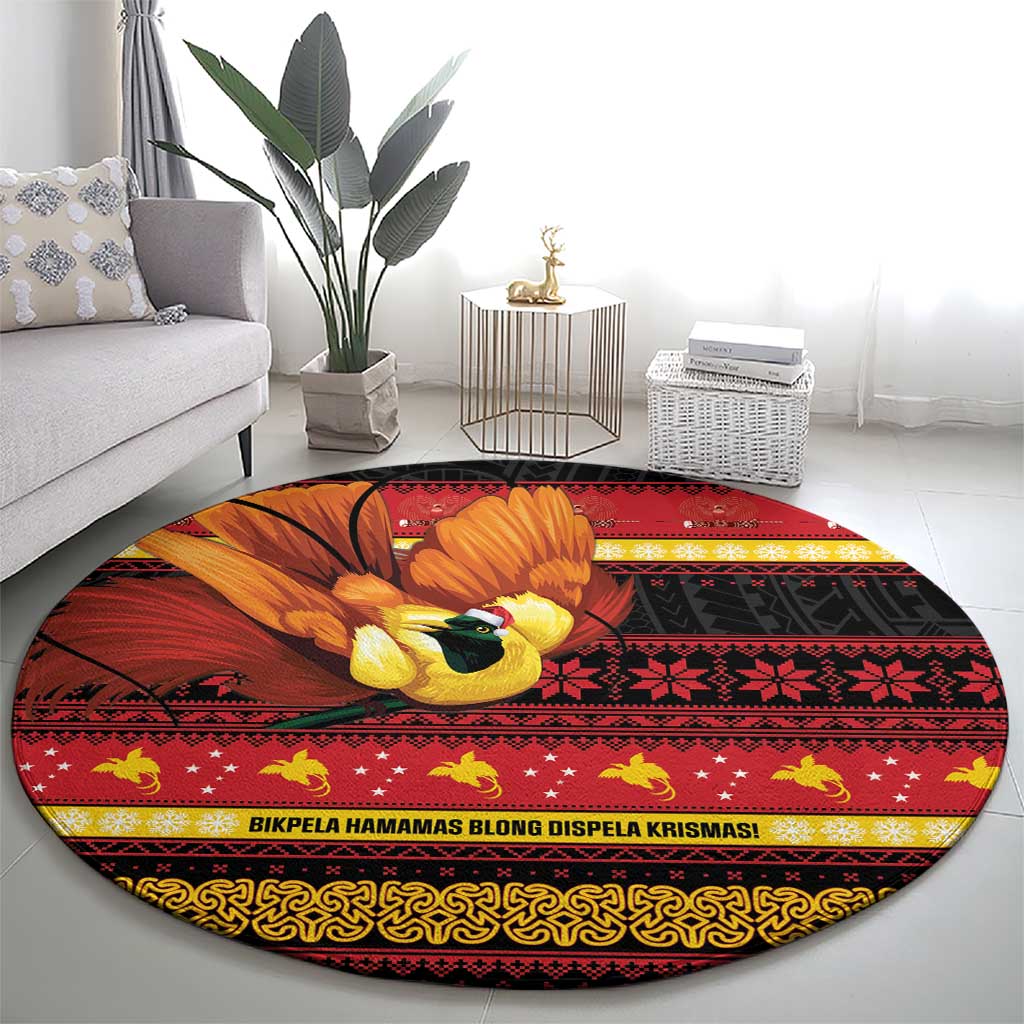 Papua New Guinea Christmas Round Carpet Bikpela hamamas blong dispela Krismas - Polynesian Pride