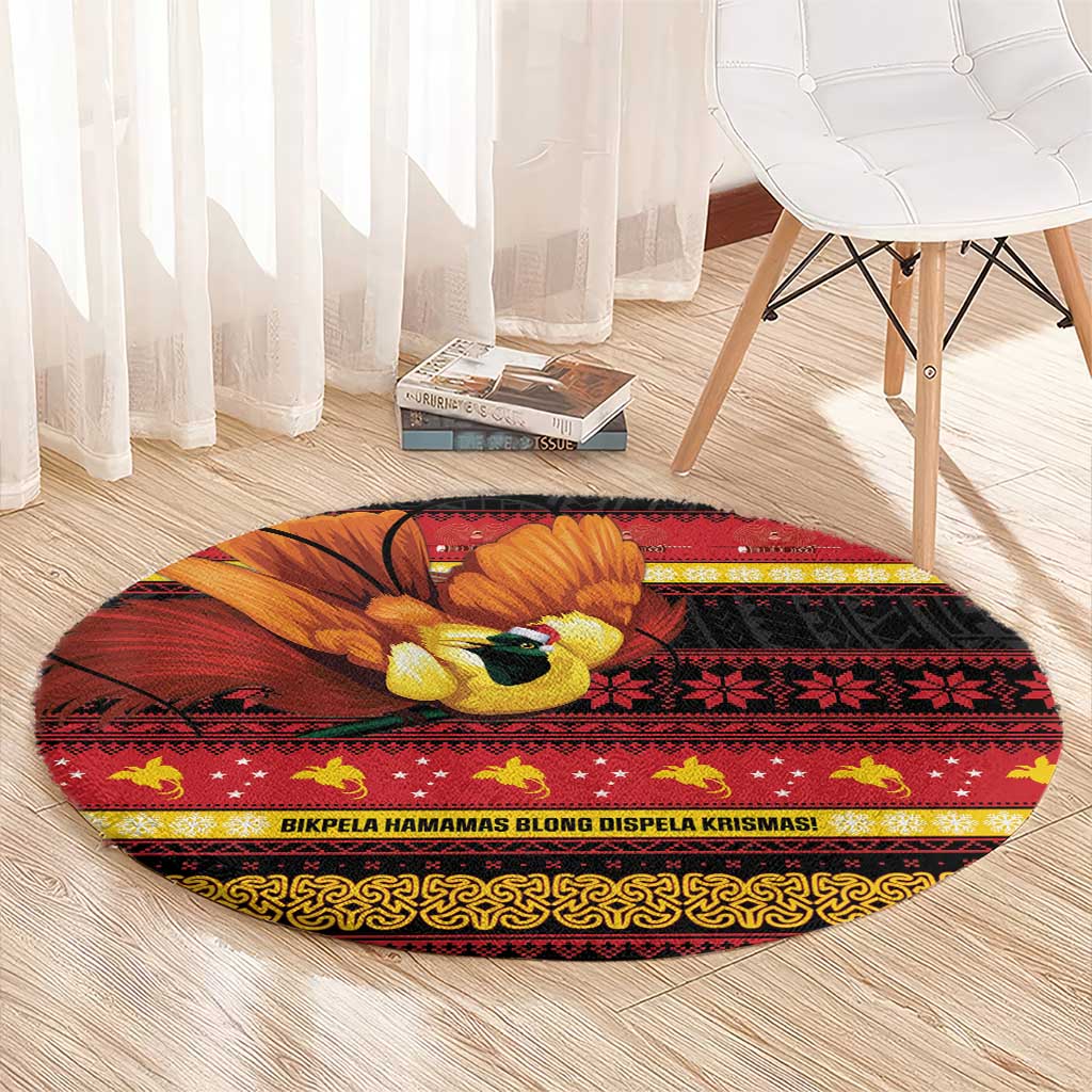 Papua New Guinea Christmas Round Carpet Bikpela hamamas blong dispela Krismas - Polynesian Pride