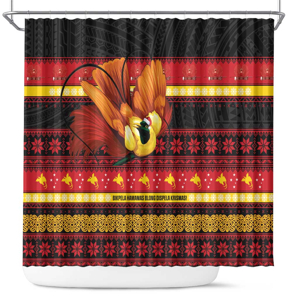 Papua New Guinea Christmas Shower Curtain Bikpela hamamas blong dispela Krismas - Polynesian Pride