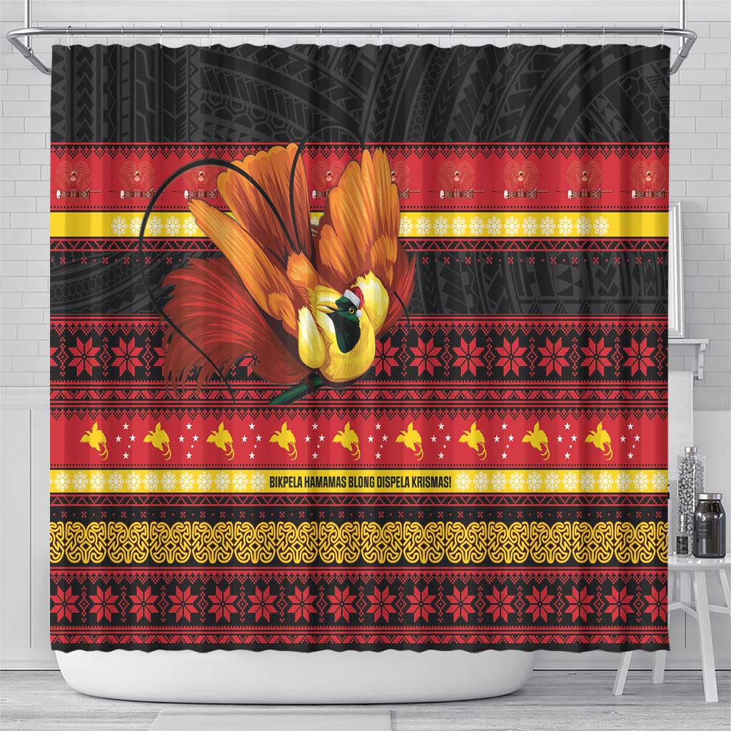 Papua New Guinea Christmas Shower Curtain Bikpela hamamas blong dispela Krismas - Polynesian Pride