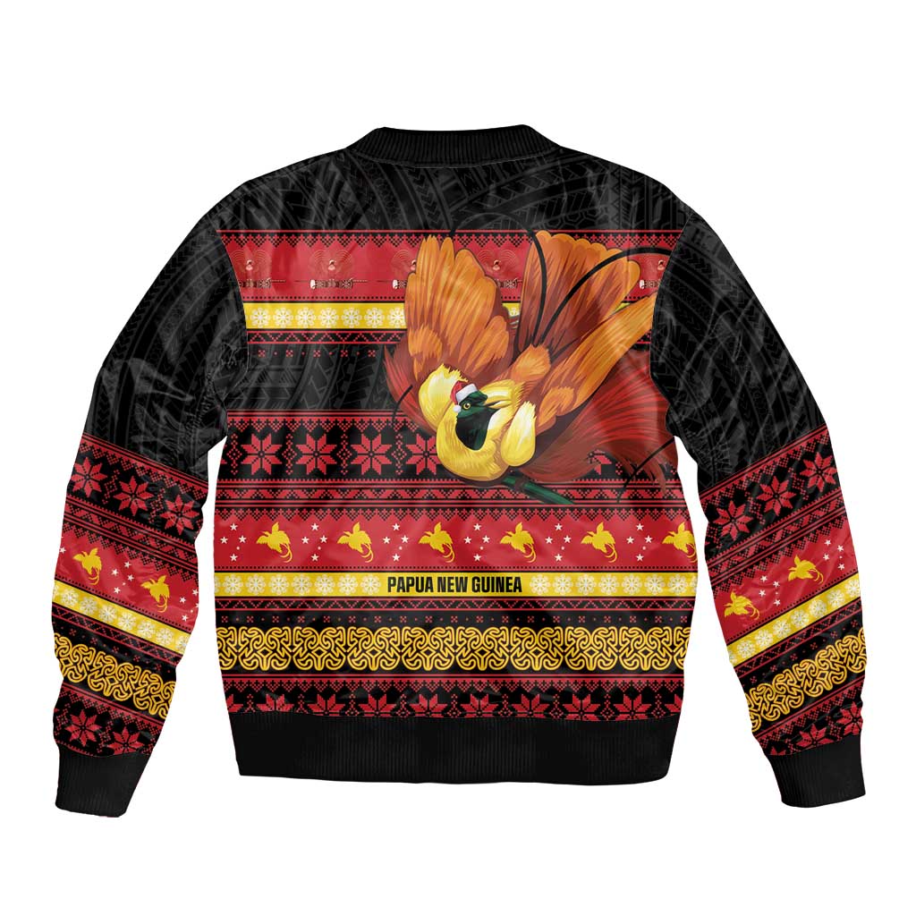 Papua New Guinea Christmas Sleeve Zip Bomber Jacket Bikpela hamamas blong dispela Krismas - Polynesian Pride
