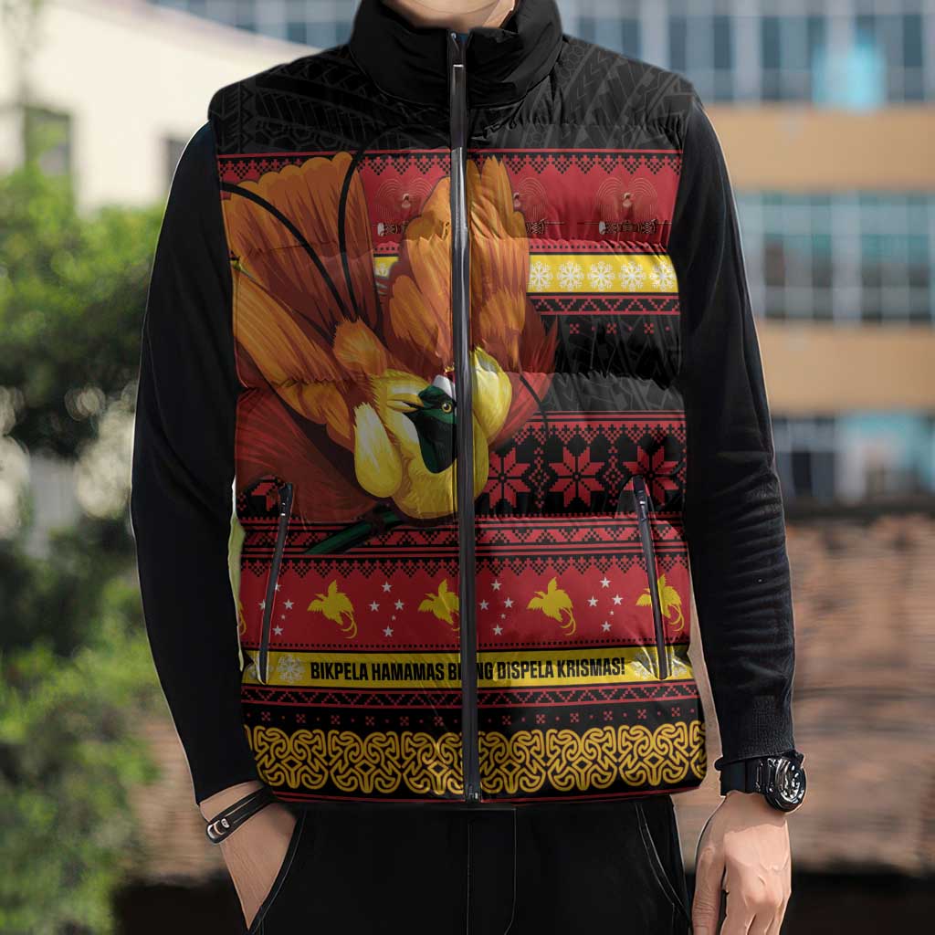 Papua New Guinea Christmas Sleeveless Puffer Jacket Bikpela hamamas blong dispela Krismas - Polynesian Pride