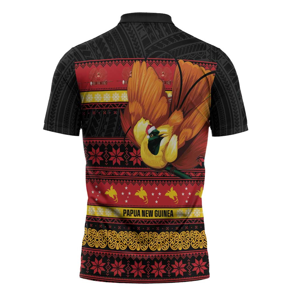 Papua New Guinea Christmas Zipper Polo Shirt Bikpela hamamas blong dispela Krismas - Polynesian Pride