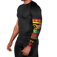 Vanuatu Christmas Arm Sleeves Joyeux Noel Surfing Santa With Boar Tusk - Polynesian Pride