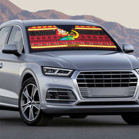 Vanuatu Christmas Auto Sun Shade Joyeux Noel Surfing Santa With Boar Tusk - Polynesian Pride