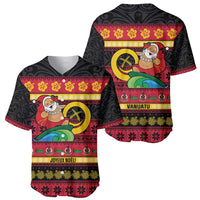 Vanuatu Christmas Baseball Jersey Joyeux Noel Surfing Santa With Boar Tusk - Polynesian Pride