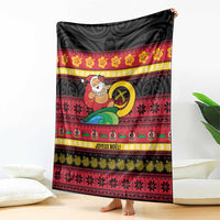 Vanuatu Christmas Blanket Joyeux Noel Surfing Santa With Boar Tusk - Polynesian Pride