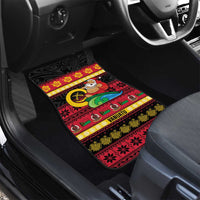 Vanuatu Christmas Car Mats Joyeux Noel Surfing Santa With Boar Tusk - Polynesian Pride