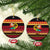 Vanuatu Christmas Ceramic Ornament Joyeux Noel Surfing Santa With Boar Tusk - Polynesian Pride